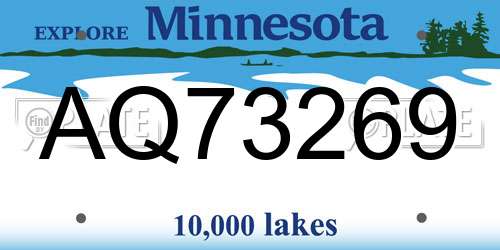 AQ73269 Minnesota License Plate