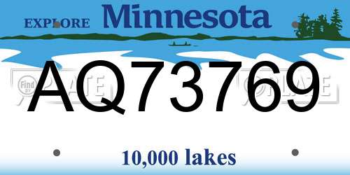 AQ73769 Minnesota License Plate