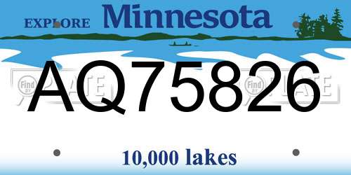AQ75826 Minnesota License Plate