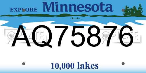 AQ75876 Minnesota License Plate