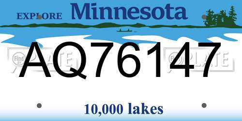 AQ76147 Minnesota License Plate