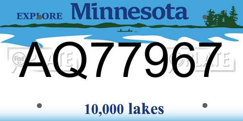 AQ77967 Minnesota License Plate