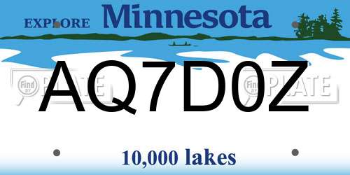 AQ7D0Z Minnesota License Plate