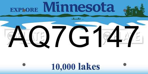 AQ7G147 Minnesota License Plate