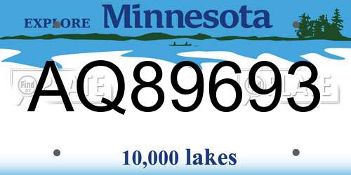 AQ89693 Minnesota License Plate