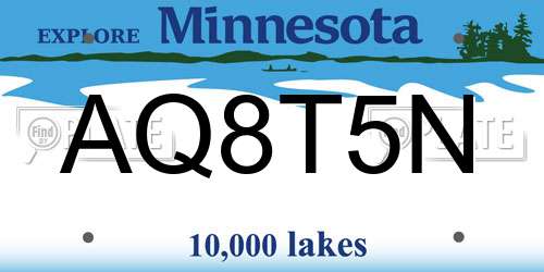 AQ8T5N Minnesota License Plate