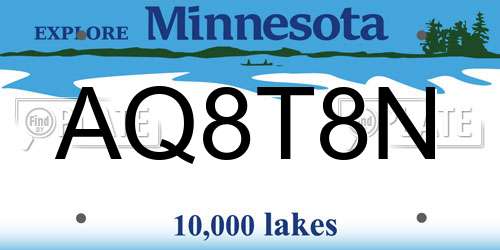 AQ8T8N Minnesota License Plate
