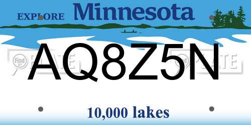 AQ8Z5N Minnesota License Plate
