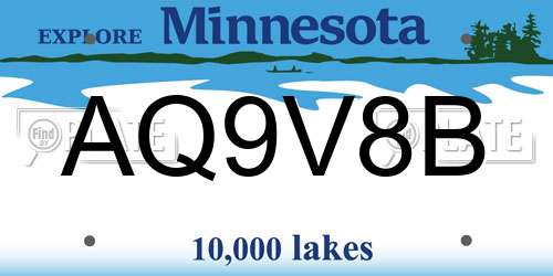AQ9V8B Minnesota License Plate