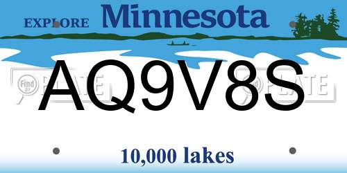AQ9V8S Minnesota License Plate