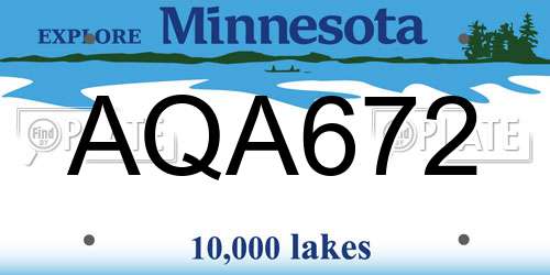 AQA672 Minnesota License Plate