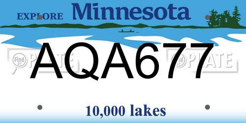 AQA677 Minnesota License Plate