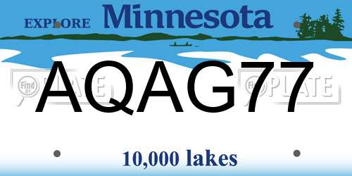 AQAG77 Minnesota License Plate