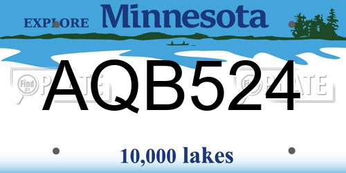 AQB524 Minnesota License Plate