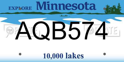 AQB574 Minnesota License Plate
