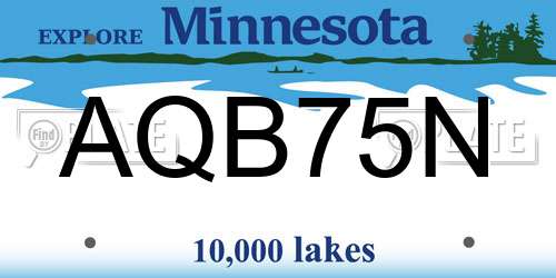 AQB75N Minnesota License Plate