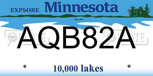 AQB82A Minnesota License Plate