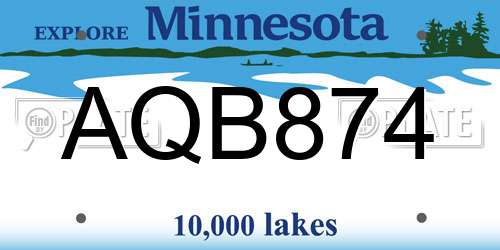 AQB874 Minnesota License Plate