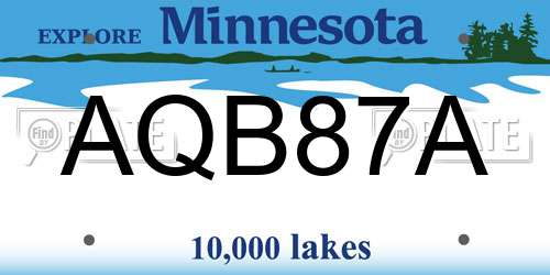 AQB87A Minnesota License Plate