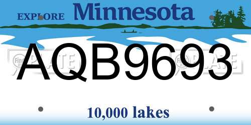 AQB9693 Minnesota License Plate