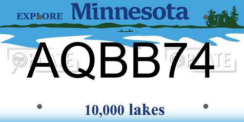 AQBB74 Minnesota License Plate