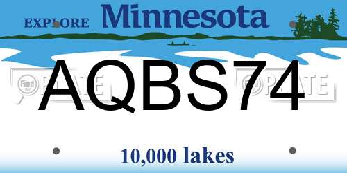 AQBS74 Minnesota License Plate