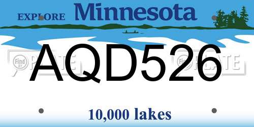 AQD526 Minnesota License Plate