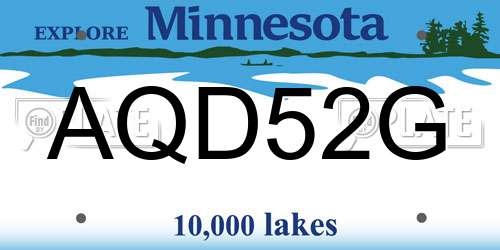 AQD52G Minnesota License Plate