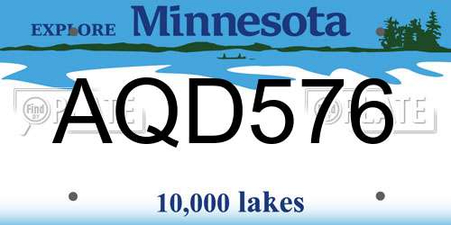 AQD576 Minnesota License Plate