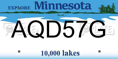 AQD57G Minnesota License Plate