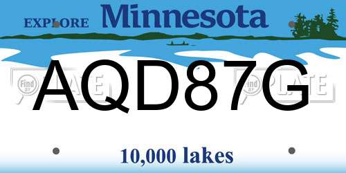 AQD87G Minnesota License Plate