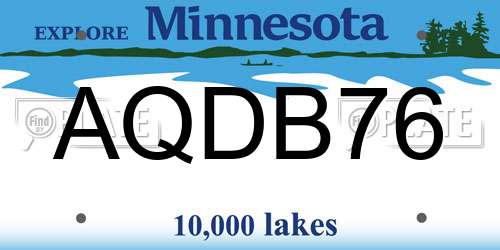AQDB76 Minnesota License Plate