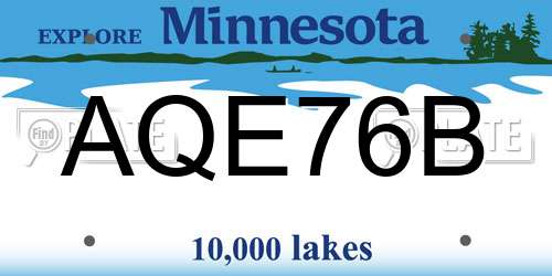 AQE76B Minnesota License Plate