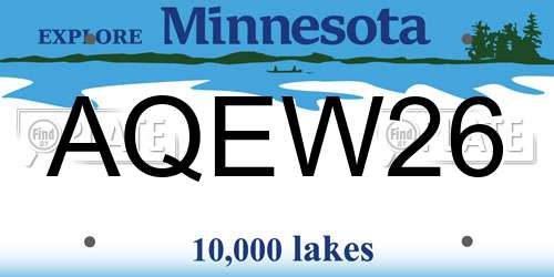 AQEW26 Minnesota License Plate