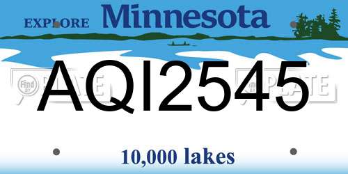 AQI2545 Minnesota License Plate