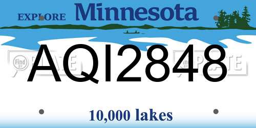 AQI2848 Minnesota License Plate