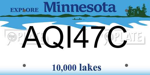 AQI47C Minnesota License Plate