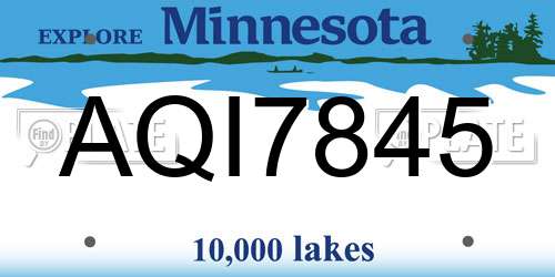 AQI7845 Minnesota License Plate