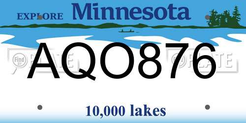 AQO876 Minnesota License Plate