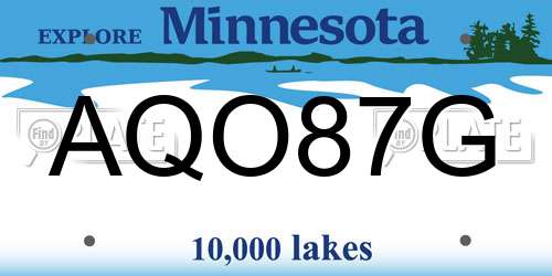AQO87G Minnesota License Plate