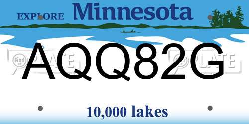 AQQ82G Minnesota License Plate