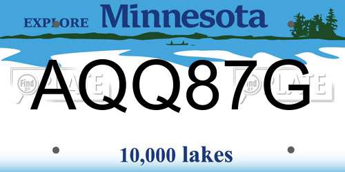 AQQ87G Minnesota License Plate