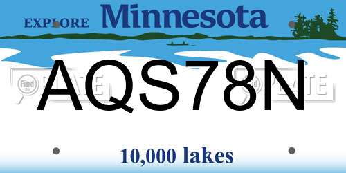 AQS78N Minnesota License Plate