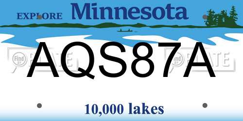 AQS87A Minnesota License Plate