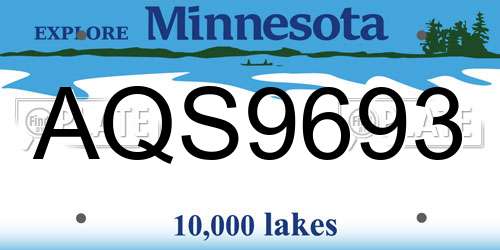 AQS9693 Minnesota License Plate