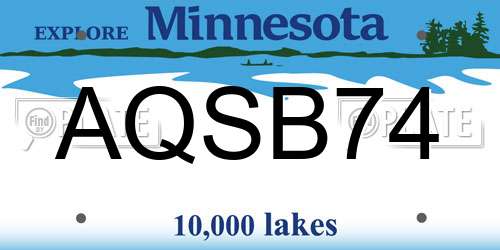 AQSB74 Minnesota License Plate