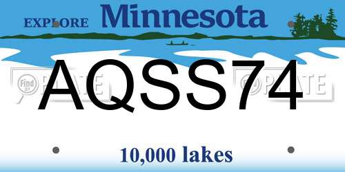 AQSS74 Minnesota License Plate