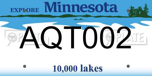 AQT002 Minnesota License Plate