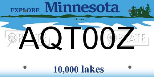 AQT00Z Minnesota License Plate