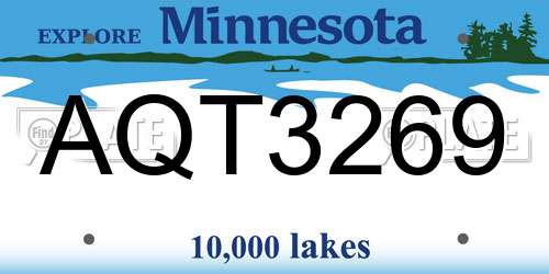 AQT3269 Minnesota License Plate
